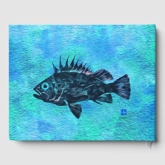 Quillback Rockfish op blauw - Gastenboek (Achterkant)