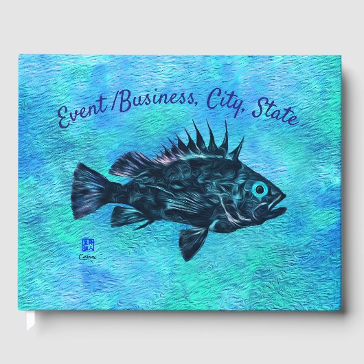 Quillback Rockfish op blauw - Gastenboek (Voorkant)