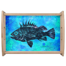 Quillback Rockfish op Blue - Grote Dienblad