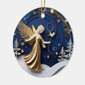 Quilled-Art Golden Angel Winter Keramisch Ornament (Links)