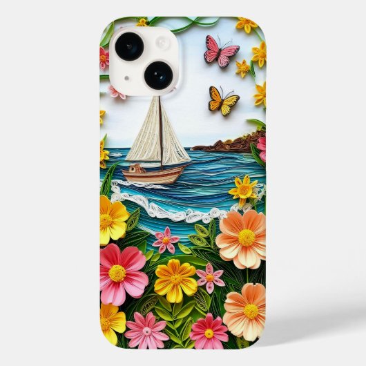 Quilled natuurtafereel met zeilboot Case-Mate iPhone case (Achterkant)