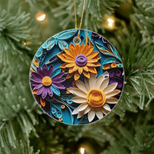 Quilled papieren bloemensymfonie keramisch ornament