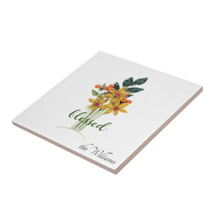 Quilling Autumn Flowers "thankful" keramische Tege Tegeltje