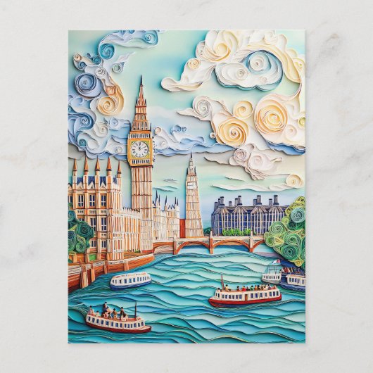 Quilling Big Ben bij de Tower of London Briefkaart (Voorkant)