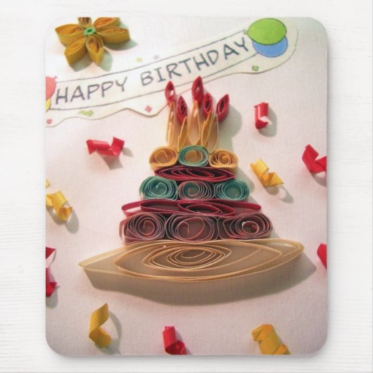 Quilling Birthday Cake Muismat (Voorkant)