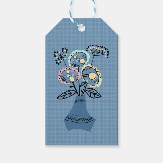 Quilling, bloemen in vaas cadeaulabel (Voorkant)