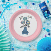 Quilling, bloemen in vaas papieren bordje (Feest)