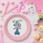 Quilling, bloemen in vaas papieren bordje (Feest)