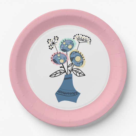 Quilling, bloemen in vaas papieren bordje (Voorkant)