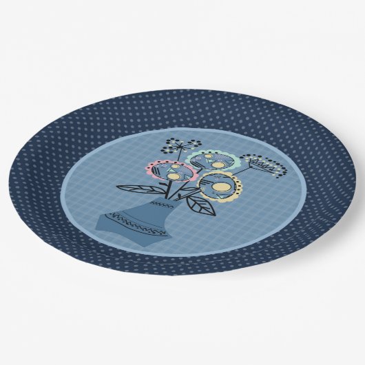 Quilling, bloemen in vaas papieren bordje (Gekanteld)