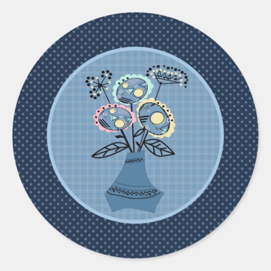 Quilling, bloemen in vaas ronde sticker (Voorkant)