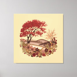 Quilling Design Countryside in Autumn Canvas Afdruk