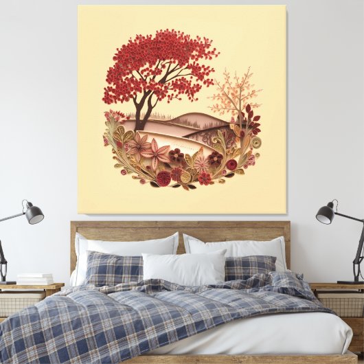 Quilling Design Countryside in Autumn Canvas Afdruk (Insitu (Slaapkamer))