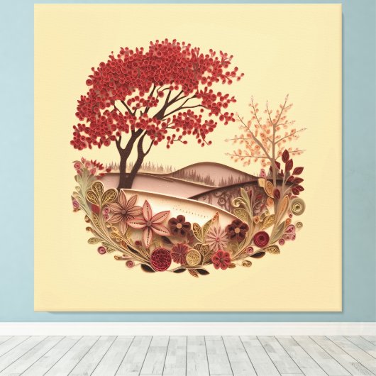 Quilling Design Countryside in Autumn Canvas Afdruk (Insitu (Houten vloer))