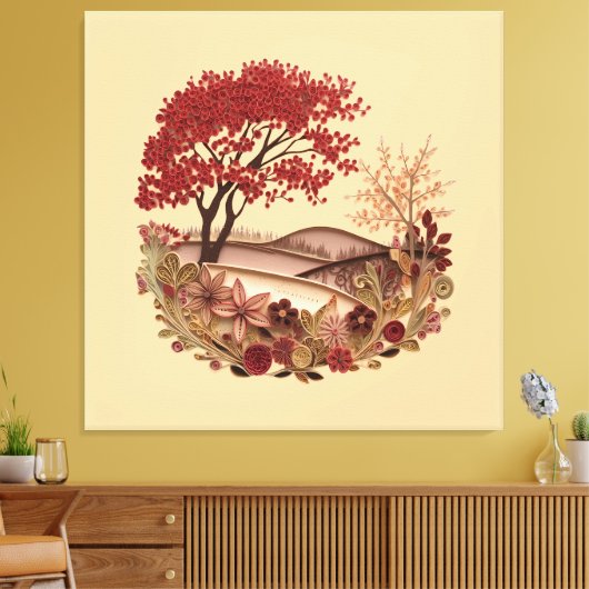 Quilling Design Countryside in Autumn Canvas Afdruk (Insitu (Woonkamer))