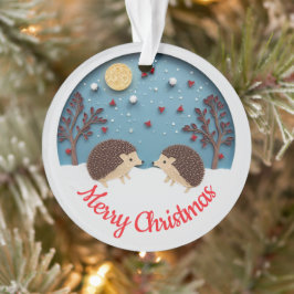 Quilling effect 2 hedgehogs at Christmas Ornament
