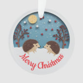 Quilling effect 2 hedgehogs at Christmas Ornament (voorkant)