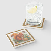 Quilling Effect Red Squirrel in Autumn Stenen Onderzetter (Zijkant)