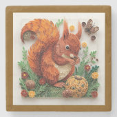 Quilling Effect Red Squirrel in Autumn Stenen Onderzetter (Voorkant)