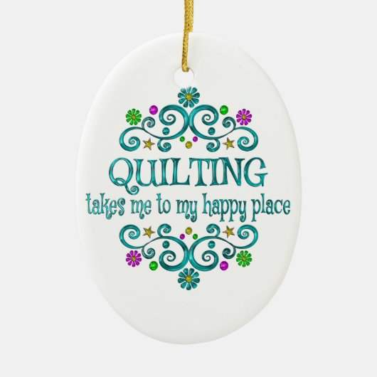 Quilling Happy Place Keramisch Ornament (Voorkant)