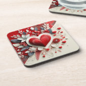 Quilling Hearts Flowers Design Valentijnsdag Bier Onderzetter (Linkerzijde)