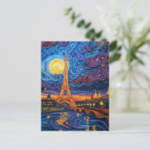 Quilling Moonlit Eiffeltoren in Parijs Briefkaart (Staand voorkant)