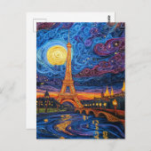 Quilling Moonlit Eiffeltoren in Parijs Briefkaart (Voorkant / Achterkant)