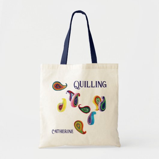 Quilling & Naam wijzigen, Papier Quilled Paisleys Tote Bag (Voorkant)