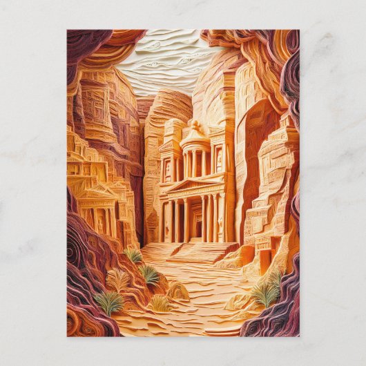 Quilling Petra Rock City in Jordanië Briefkaart (Voorkant)