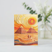 Quilling Sunset bij Piramides en Sfinx Briefkaart (Staand voorkant)
