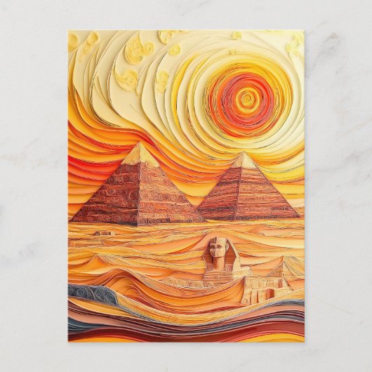Quilling Sunset bij Piramides en Sfinx Briefkaart (Voorkant)