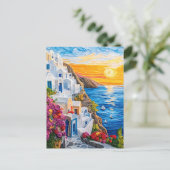 Quilling zonsondergang in Santorini Oia Briefkaart (Staand voorkant)