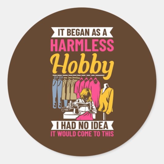 Quilote Sewing Fabric Sewerperson Ronde Sticker (Voorkant)