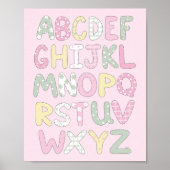 Quilt Art Print Set: Alphabet on Pink Background (Voorkant)
