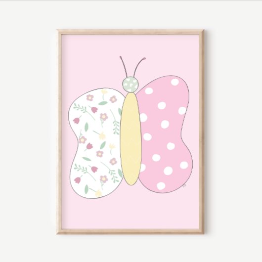 Quilt Art Print Set: Butterfly Pink Gallery Wall