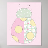 Quilt Art Print Set: Ladybug on Pink Background (Voorkant)