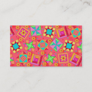 Quilt Art Visitekaartje Coral Red Achtergrond
