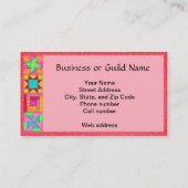 Quilt Art Visitekaartje Coral Red Achtergrond (Achterkant)