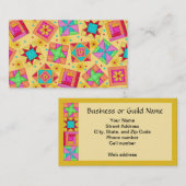 Quilt Art Visitekaartje op gele achtergrond (Voorkant / Achterkant)