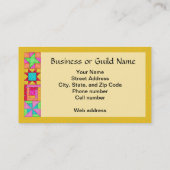 Quilt Art Visitekaartje op gele achtergrond (Achterkant)