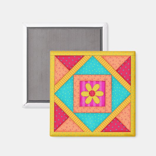 Quilt Block Art Square Magnet (Voorkant / Achterkant)