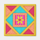 Quilt Block Art Square Magnet (Voorkant)