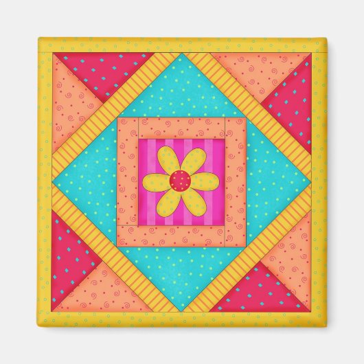 Quilt Block Art Square Magnet (Voorkant)