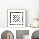 Quilt Block Geometric Design in Black and White Poster<br><div class="desc">Een modern minimalistisch kantelblok met geometrische vormen in zwart-wit. Als u de kleur van de achtergrond wilt wijzigen of tekst wilt toevoegen,  klikt u op de knop Aanpassen.</div>