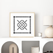 Quilt Block Geometric Design in Black and White Poster