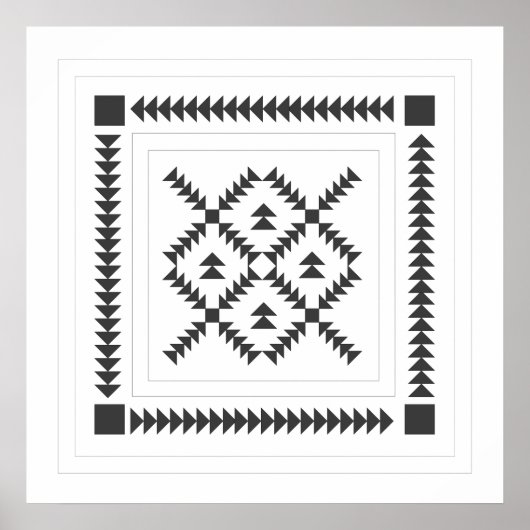 Quilt Block Geometric Design in Black and White Poster (Voorkant)