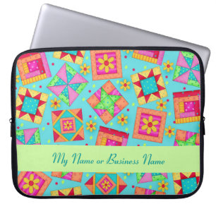  Quilt Block-hoes voor Turquoise-laptop Laptop Sleeve