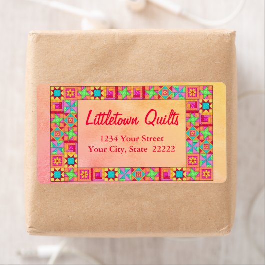 Quilt Block Patchwork Business Address Label (Insitu)