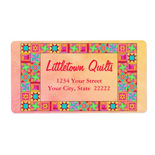 Quilt Block Patchwork Business Address Label (Voorkant)
