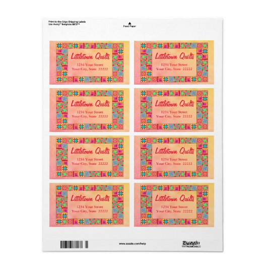 Quilt Block Patchwork Business Address Label (Full Sheet)